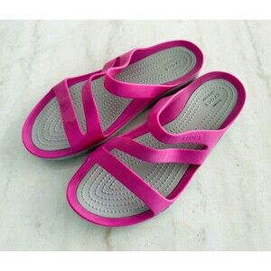 Crocs Iconic Comfort Women’s Z Sandals Pink & Gray 6 Womens